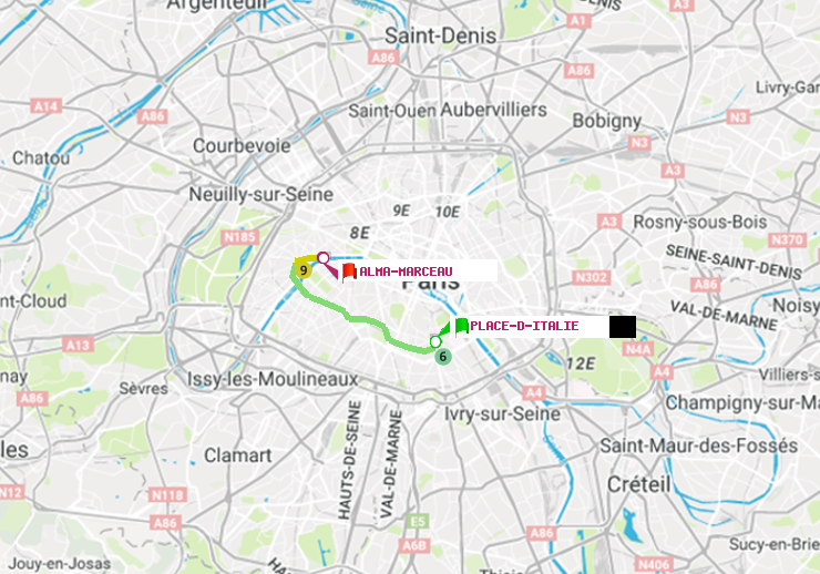 plan itinéraire ratp de Place d