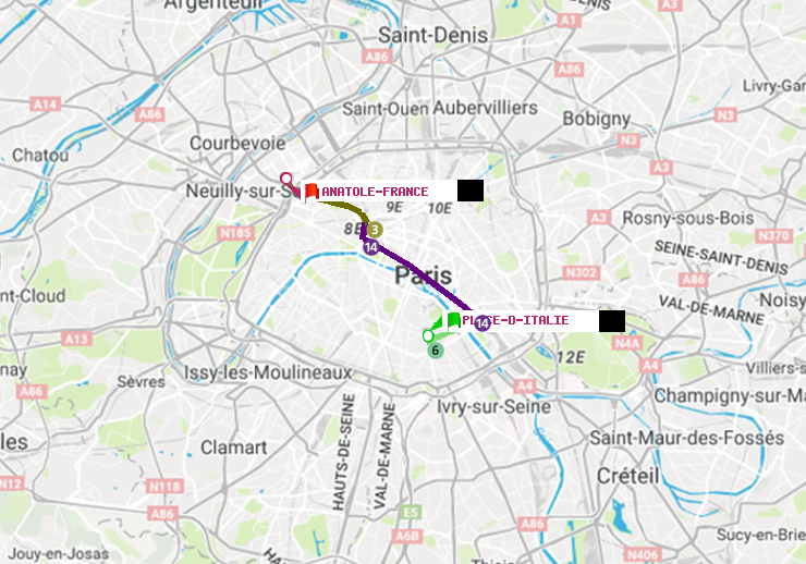 plan itinéraire ratp de Place d