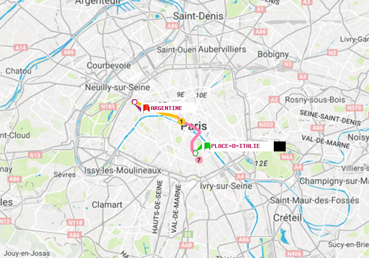 plan itinéraire ratp de Place d