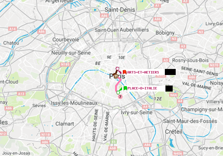 plan itinéraire ratp de Place d