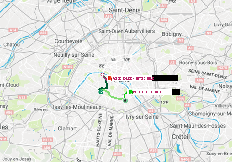 plan itinéraire ratp de Place d