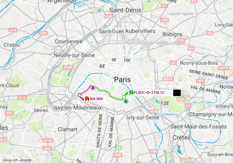 plan itinéraire ratp de Place d