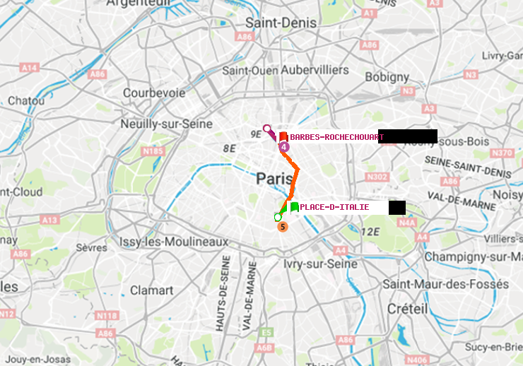 plan itinéraire ratp de Place d