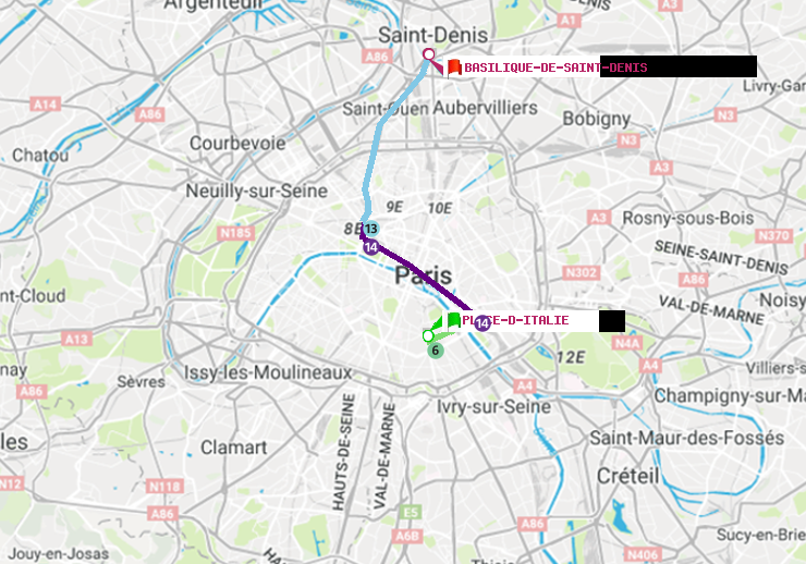 plan itinéraire ratp de Place d
