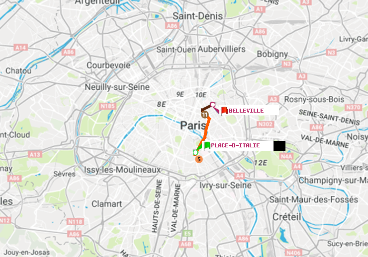 plan itinéraire ratp de Place d