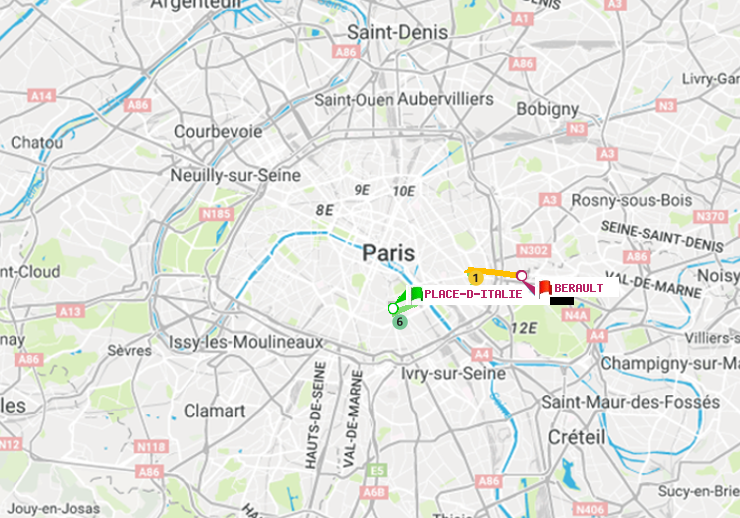 plan itinéraire ratp de Place d
