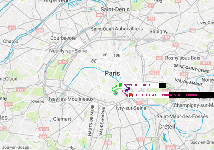 plan itinéraire ratp de Place d