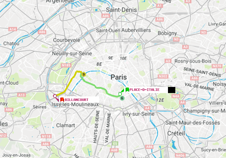 plan itinéraire ratp de Place d