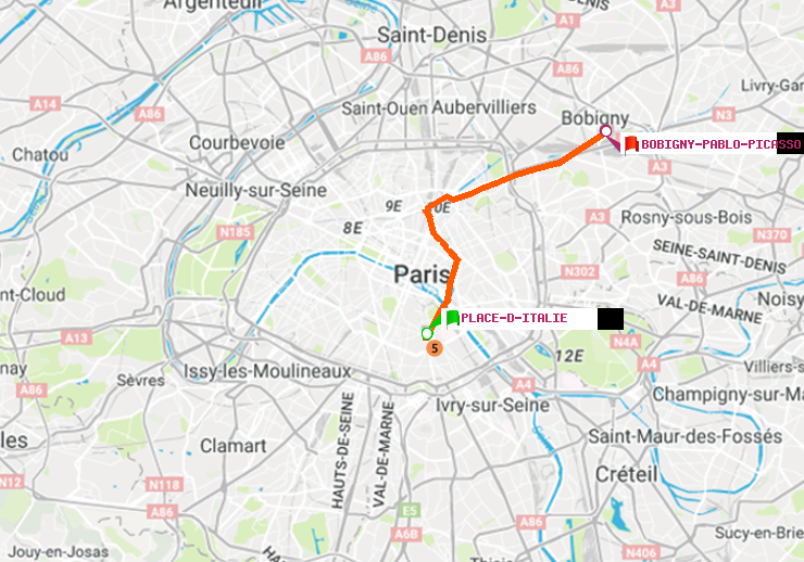 plan itinéraire ratp de Place d