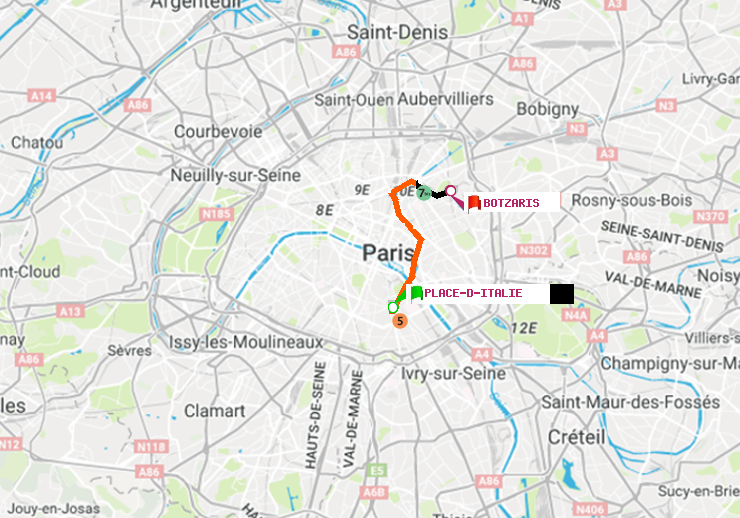 plan itinéraire ratp de Place d