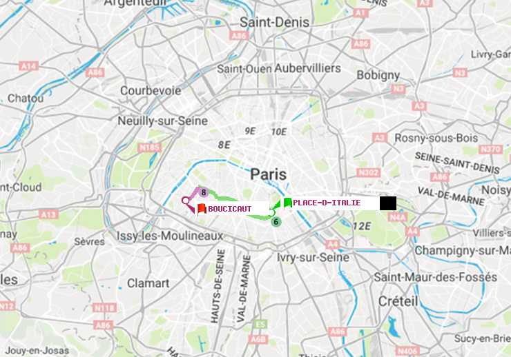 plan itinéraire ratp de Place d