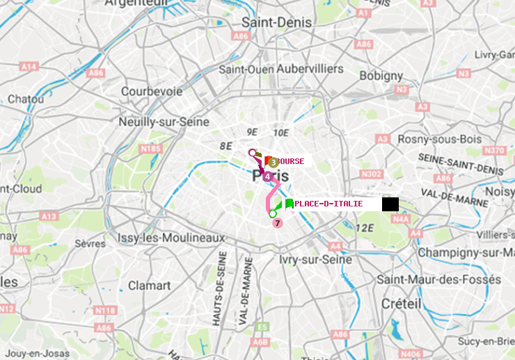 plan itinéraire ratp de Place d