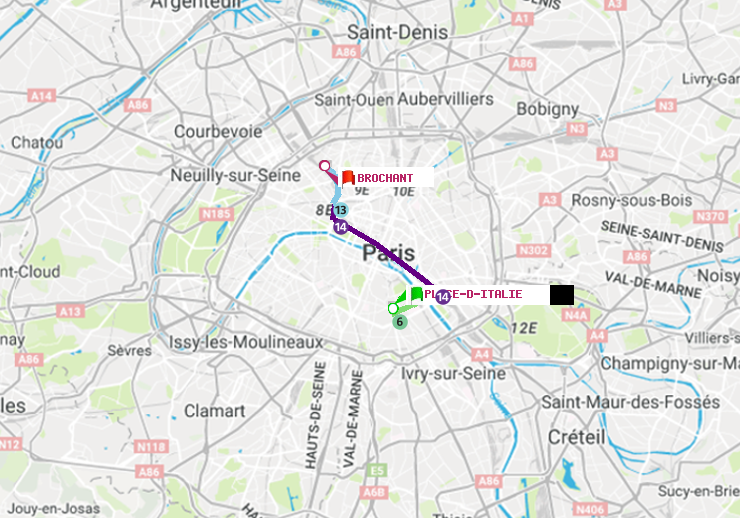 plan itinéraire ratp de Place d