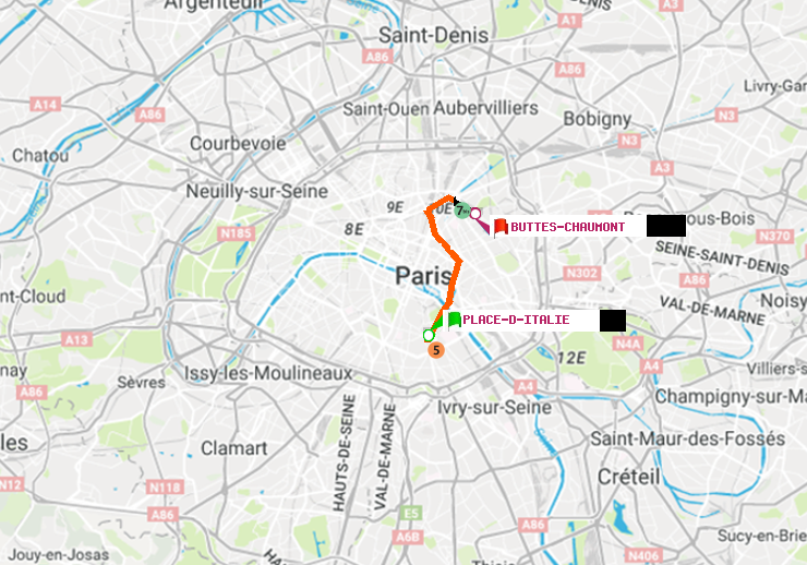 plan itinéraire ratp de Place d