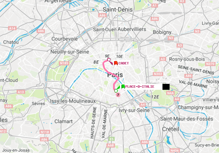 plan itinéraire ratp de Place d