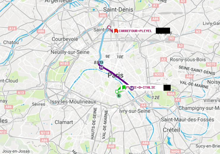 plan itinéraire ratp de Place d