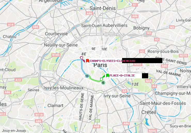 plan itinéraire ratp de Place d