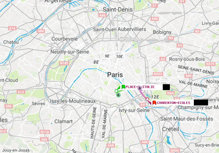 plan itinéraire ratp de Place d