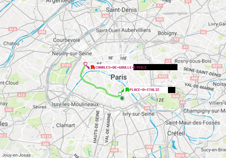plan itinéraire ratp de Place d
