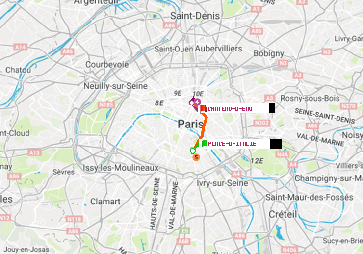 plan itinéraire ratp de Place d