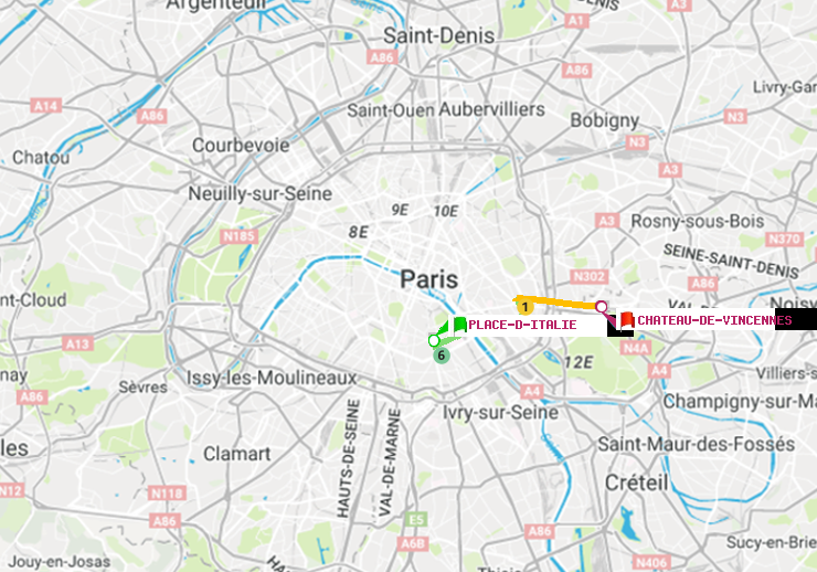 plan itinéraire ratp de Place d