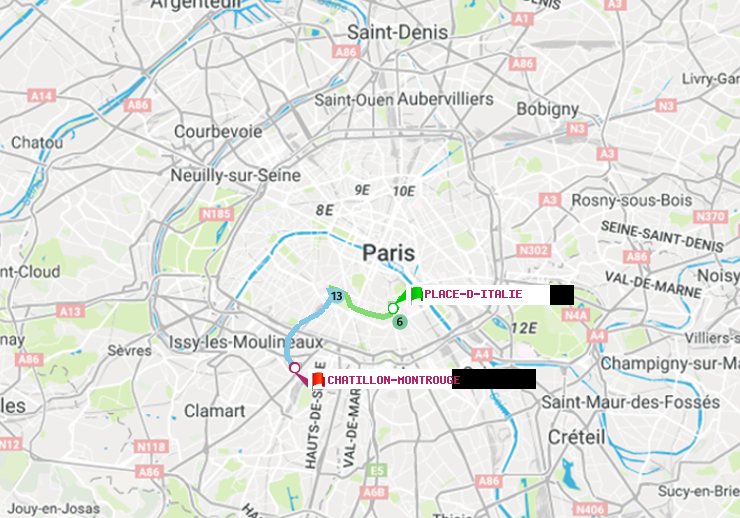 plan itinéraire ratp de Place d