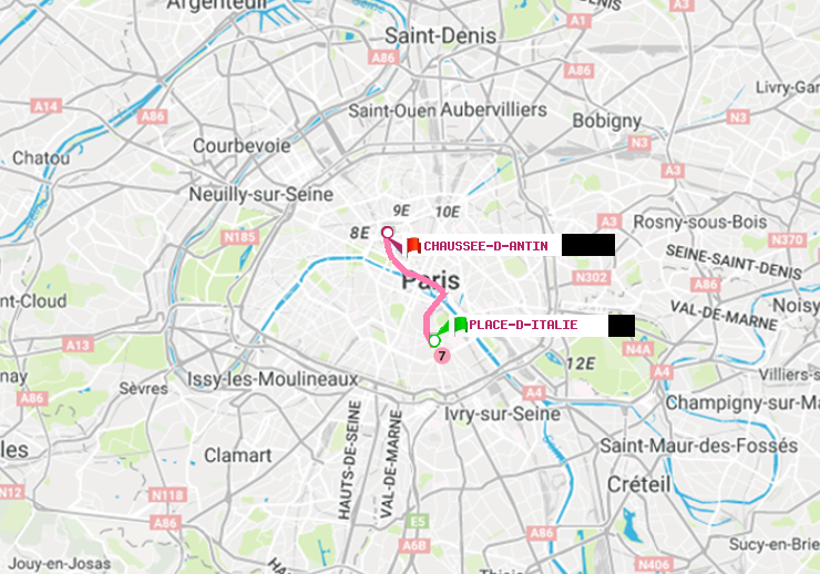 plan itinéraire ratp de Place d