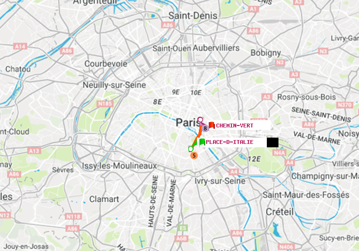 plan itinéraire ratp de Place d