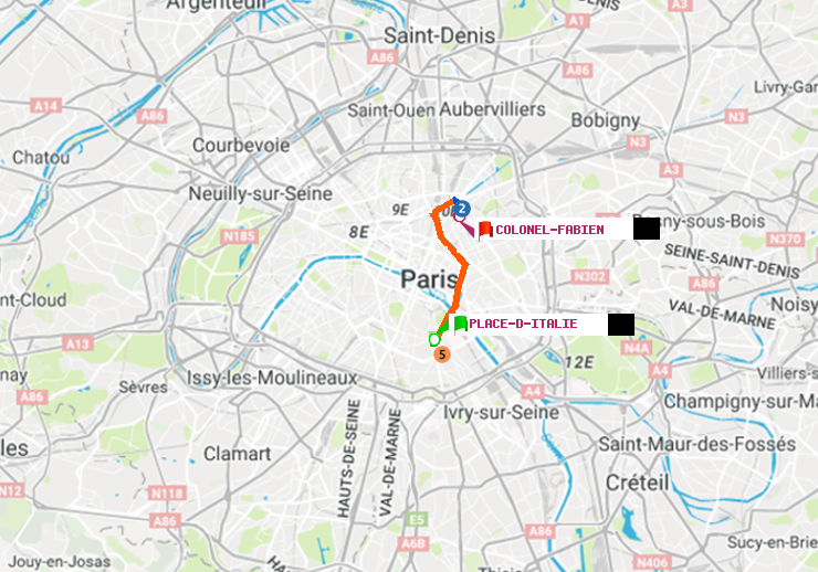 plan itinéraire ratp de Place d