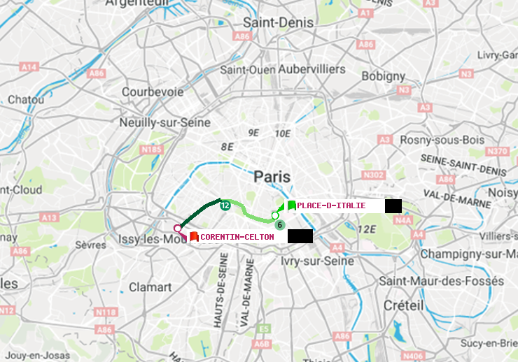 plan itinéraire ratp de Place d