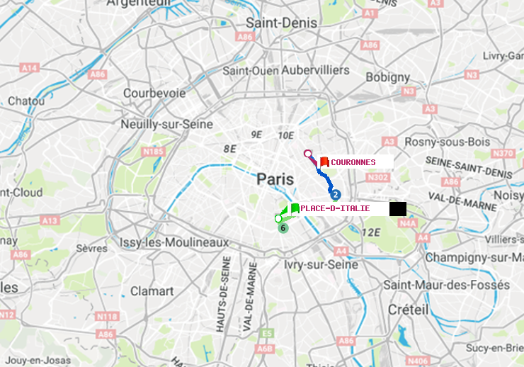 plan itinéraire ratp de Place d