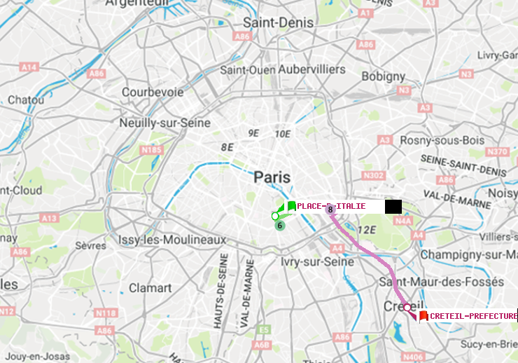 plan itinéraire ratp de Place d