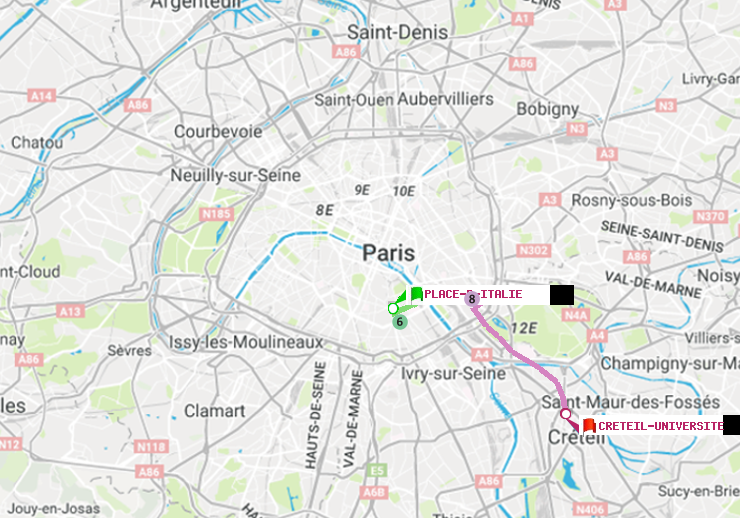 plan itinéraire ratp de Place d