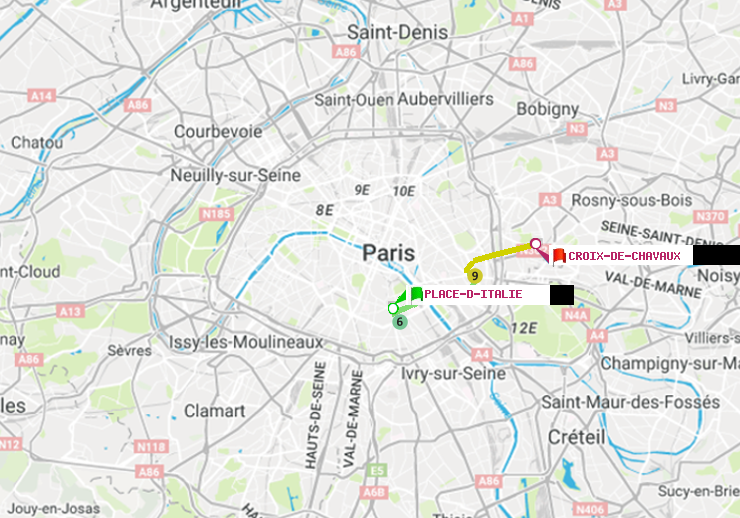 plan itinéraire ratp de Place d
