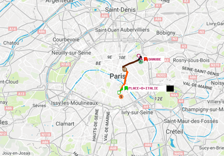 plan itinéraire ratp de Place d
