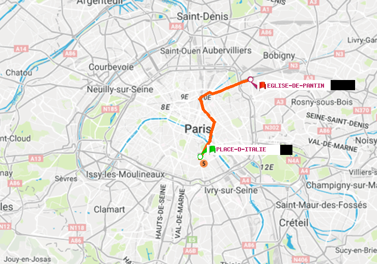 plan itinéraire ratp de Place d