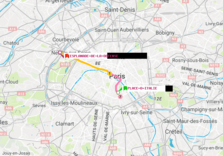 plan itinéraire ratp de Place d