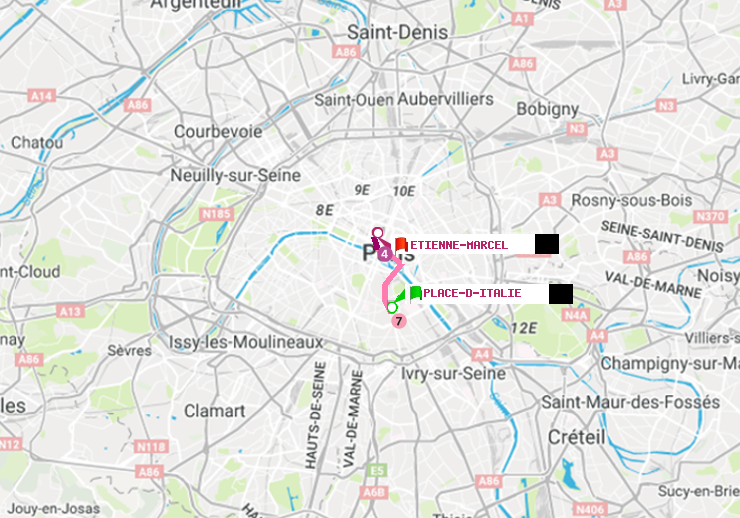 plan itinéraire ratp de Place d
