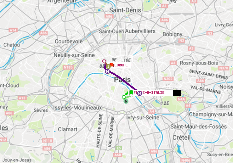 plan itinéraire ratp de Place d