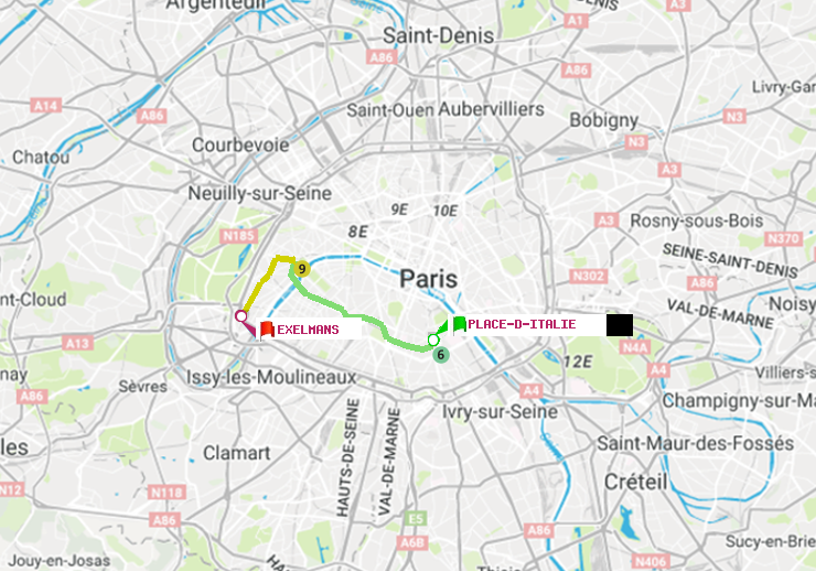 plan itinéraire ratp de Place d