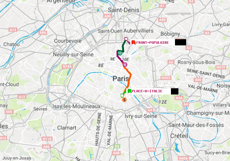plan itinéraire ratp de Place d