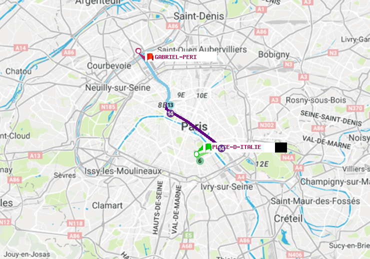 plan itinéraire ratp de Place d