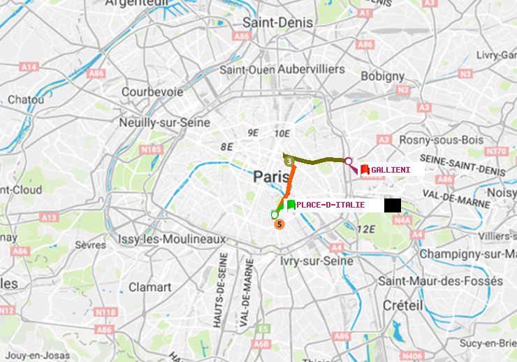 plan itinéraire ratp de Place d