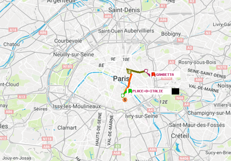 plan itinéraire ratp de Place d