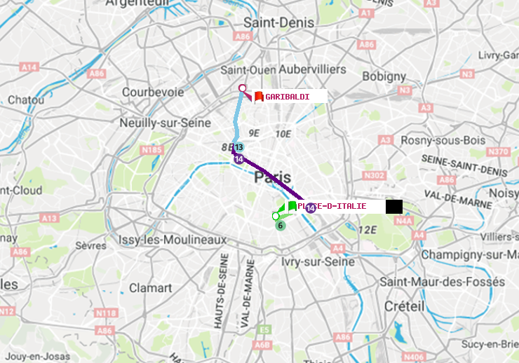 plan itinéraire ratp de Place d