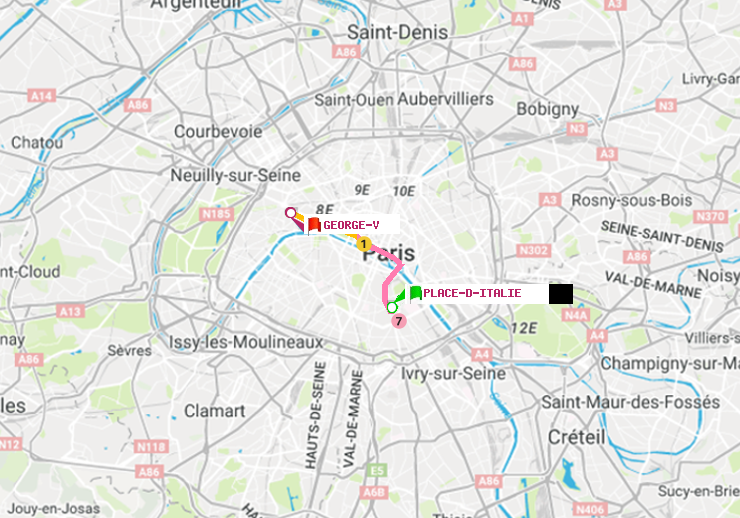 plan itinéraire ratp de Place d