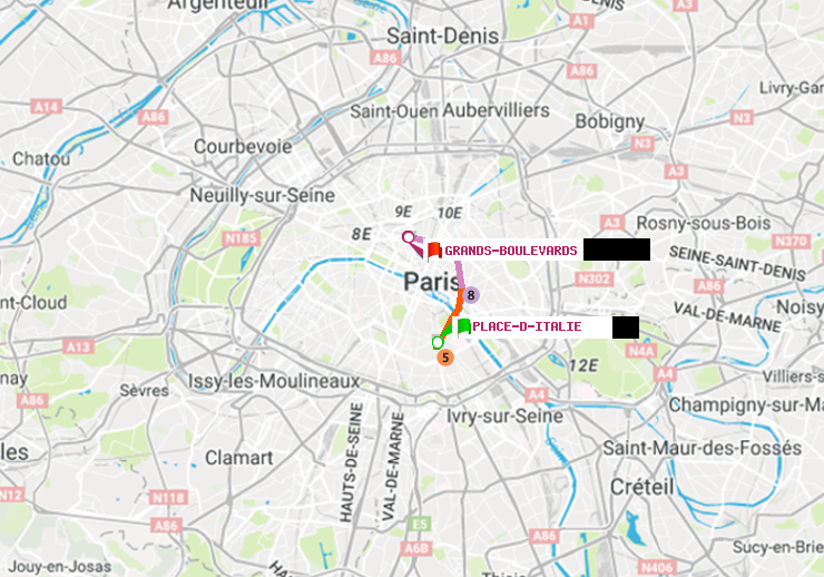plan itinéraire ratp de Place d