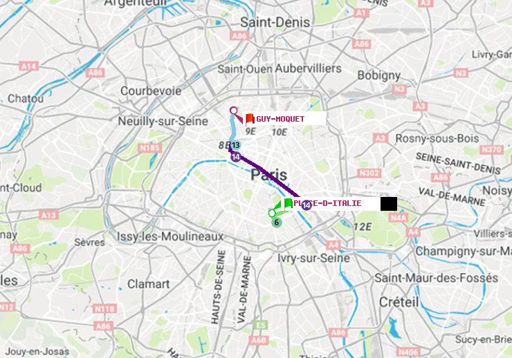 plan itinéraire ratp de Place d