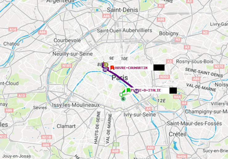 plan itinéraire ratp de Place d