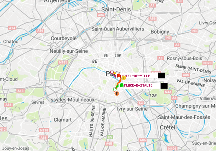 plan itinéraire ratp de Place d